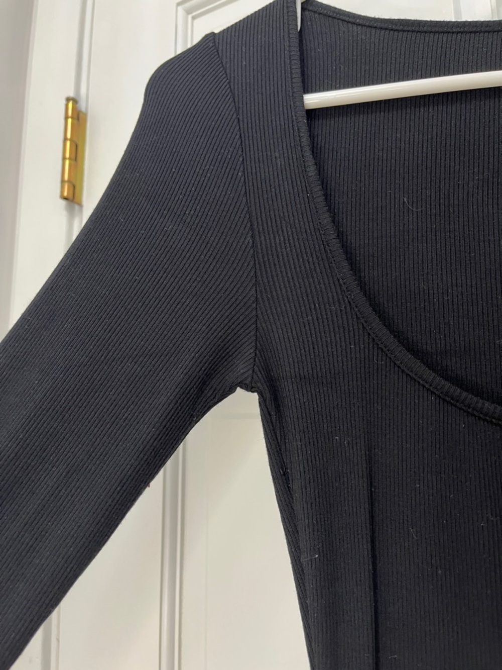 Skims Scoop Neck Black Long Sleeve Ribbed Knit Maxi Dress - Size Small - Picture 4 of 10